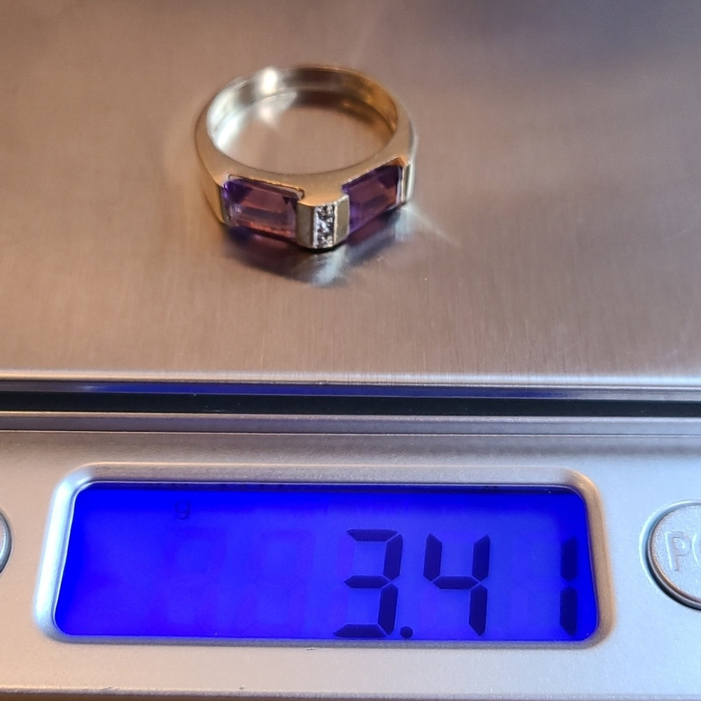 14k yellow gold amethyst and diamond ring. - Picture 9 of 9